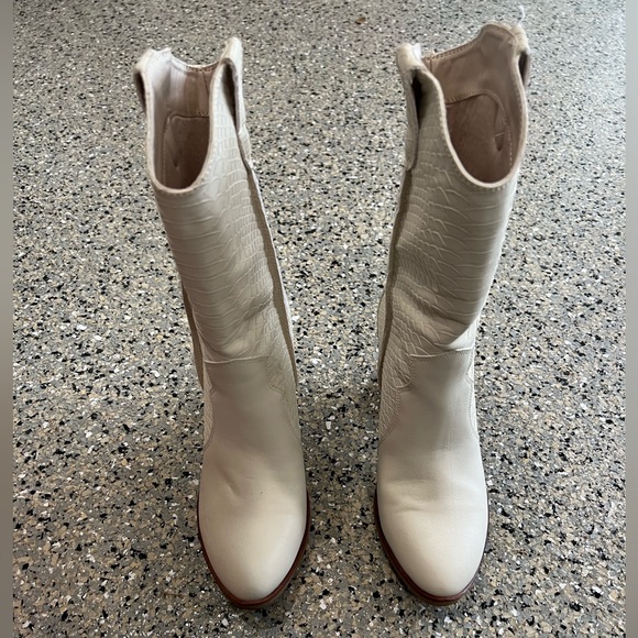 MIA Shoes - Mia Women's Cream Mid-Calf Leather Boots